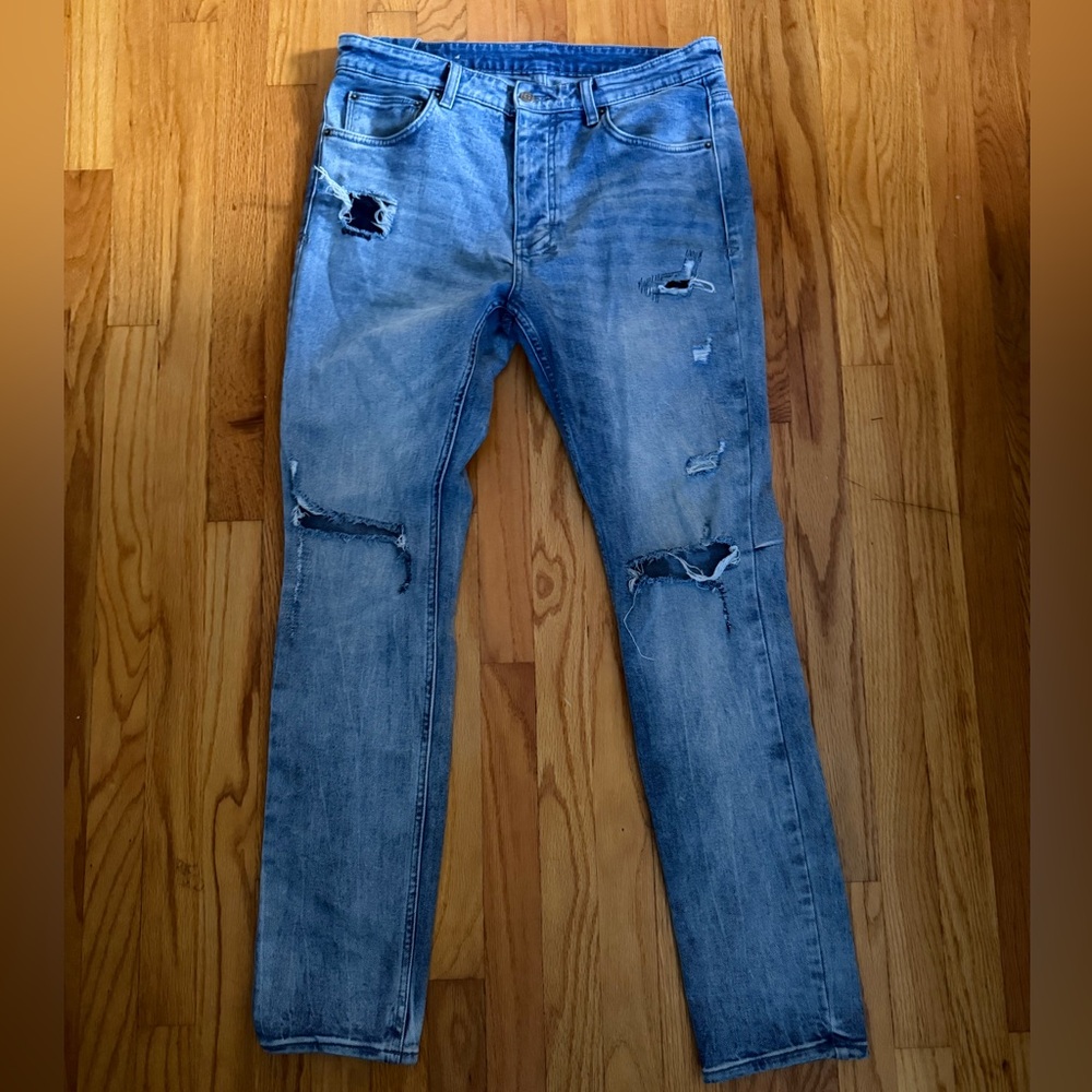 Ksubi Light Blue Distressed Slim Jeans